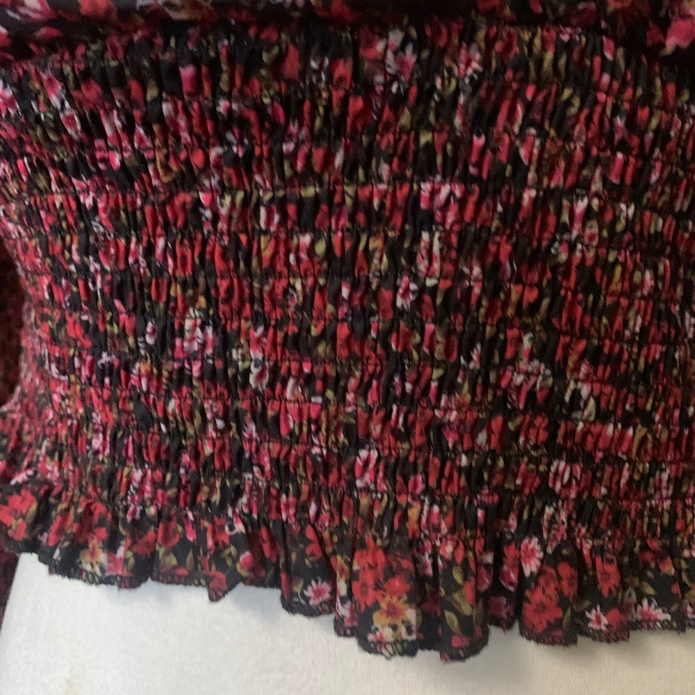 Shein XL burgundy floral blouse - Picture 4 of 8